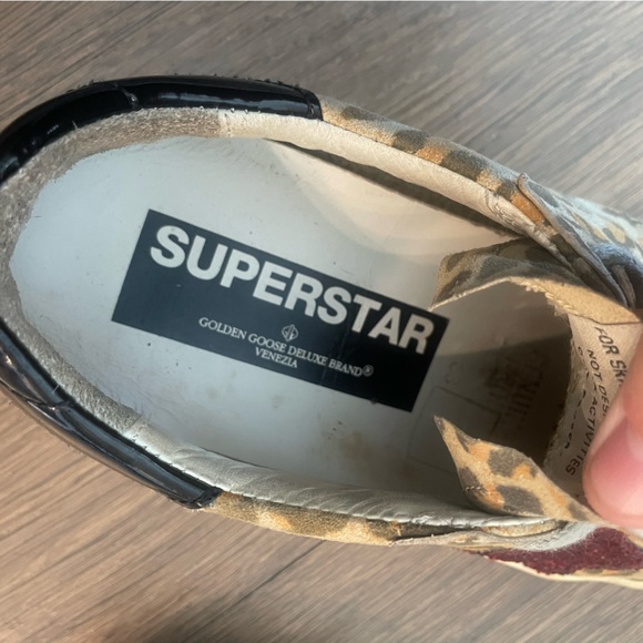GOLDEN GOOSE SUPERSTAR SNEAKERS LEOPARD SUEDE & RED GLITTER STAR - Picture 10 of 14